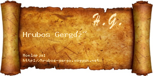 Hrubos Gergő névjegykártya